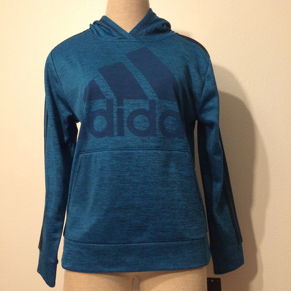 adidas Tops - Blue Adidas Pullover Hoodie - size M (NWT)